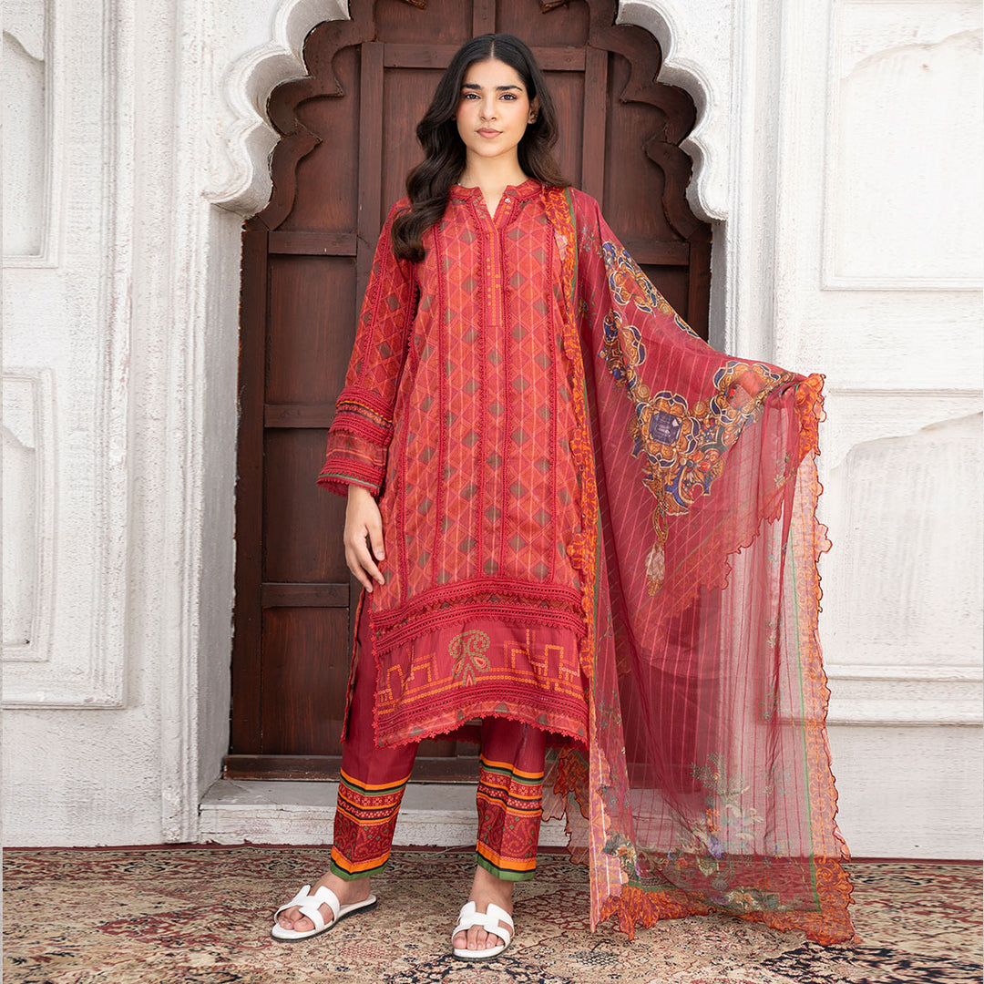 3-PC Embroidered Organza Shirt &Organza Dupatta