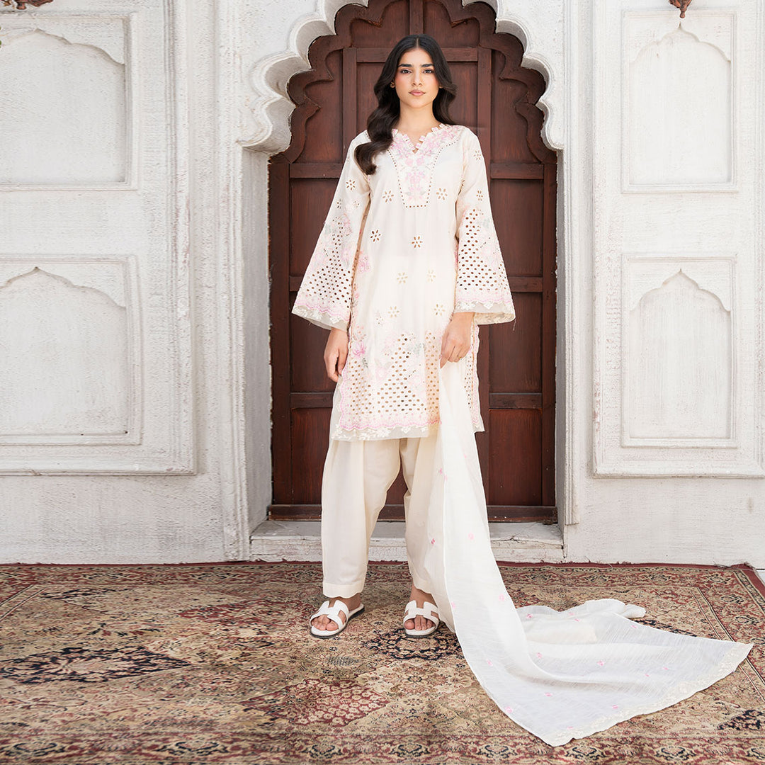 3-PC Embroidered Shirt Lawn Trouser with Dupatta