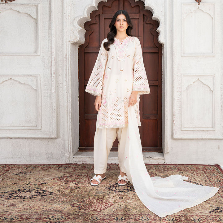 3-PC Embroidered Shirt Lawn Trouser with Dupatta