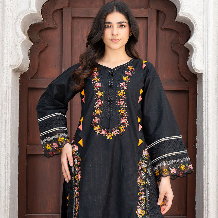 2-PC Embroidered Shirt &Cambric Trouser