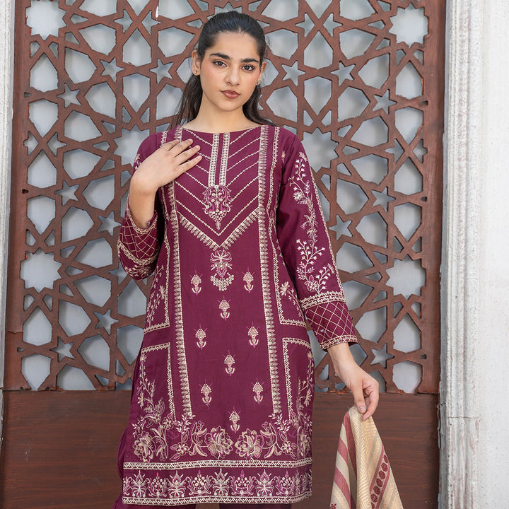 3-PC Shirt Slub Khaddar Trouser Slub Khaddar Dupatta Wool Shawl