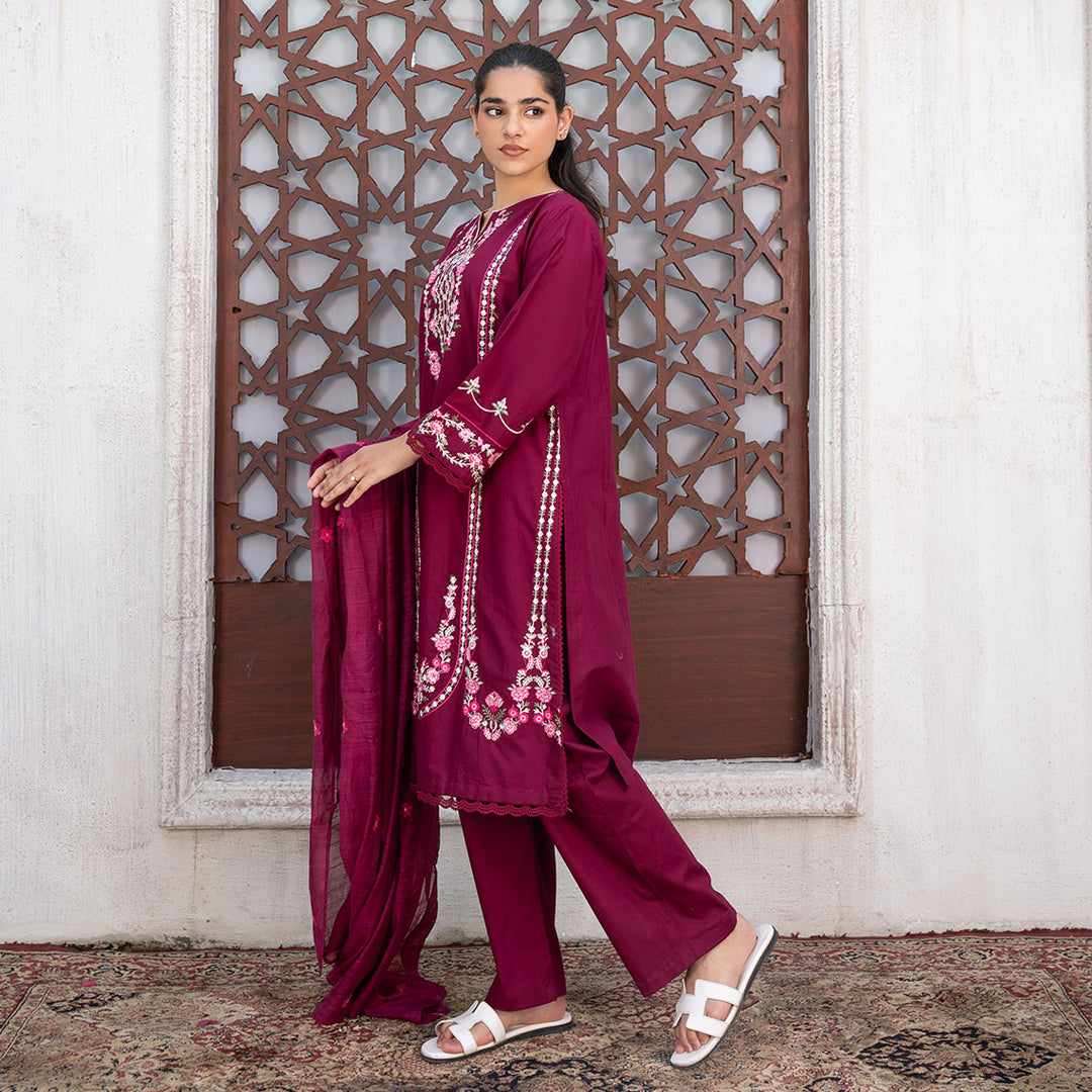 3-PC Embroidered Lawn shirt  Lawn touser& Duppata