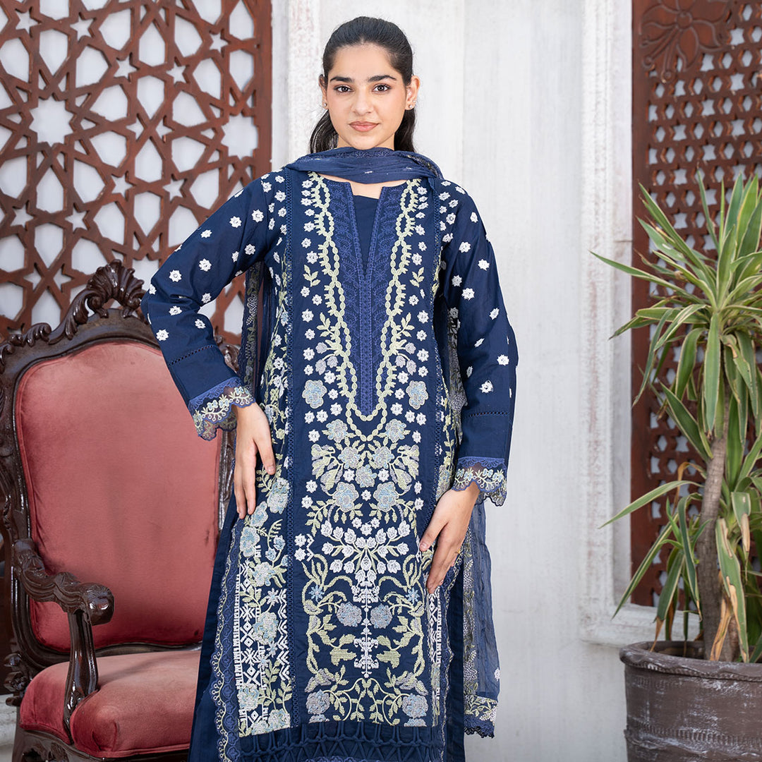 3-PC Embroidered Lawn Shirt Lawn Trouser with LChiffon Dupatta