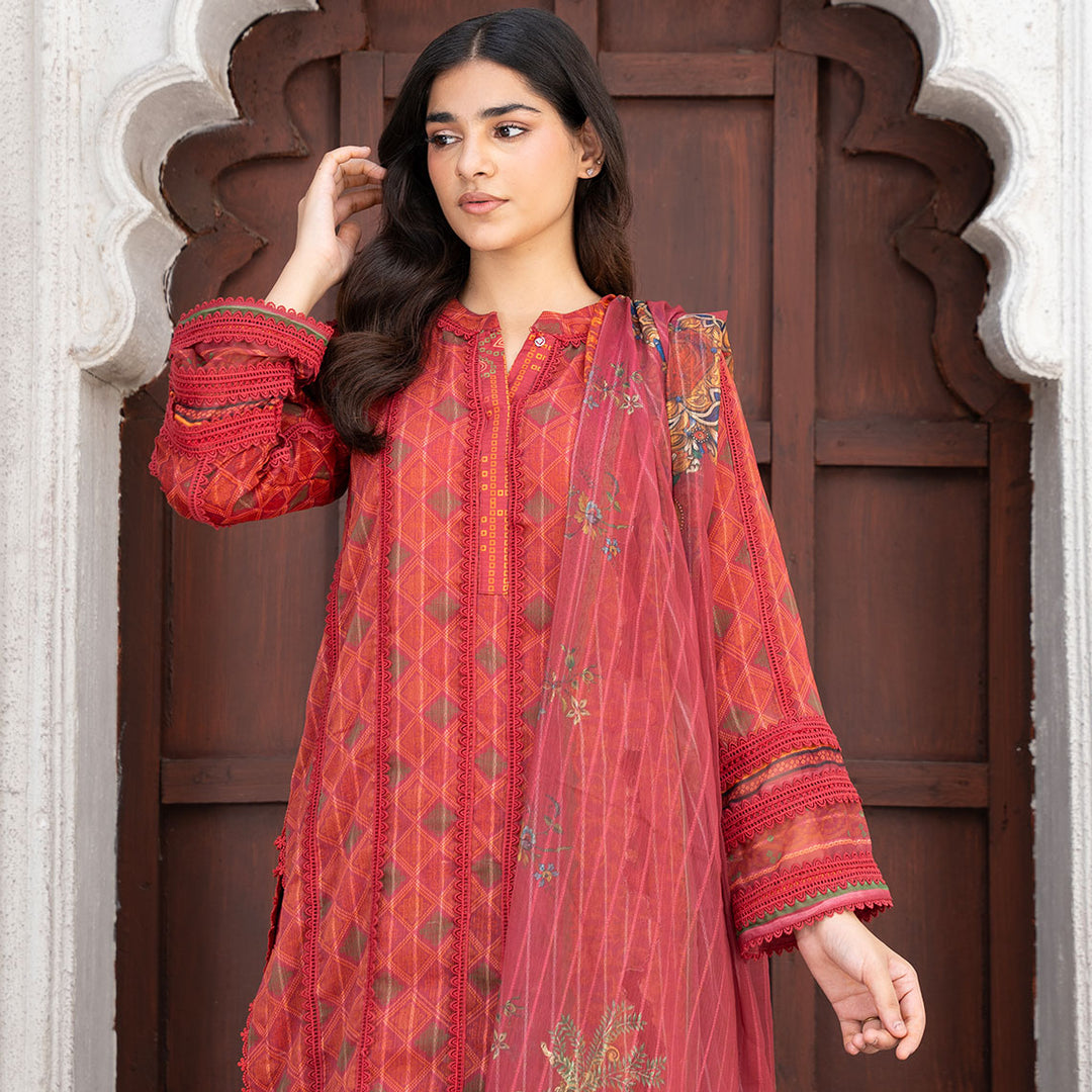 3-PC Embroidered Organza Shirt &Organza Dupatta