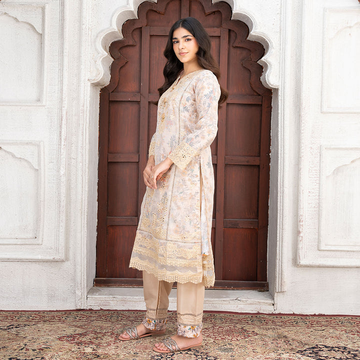 3-PC  Embroidered Net Shirt &Grip Trouser with Net Duppata