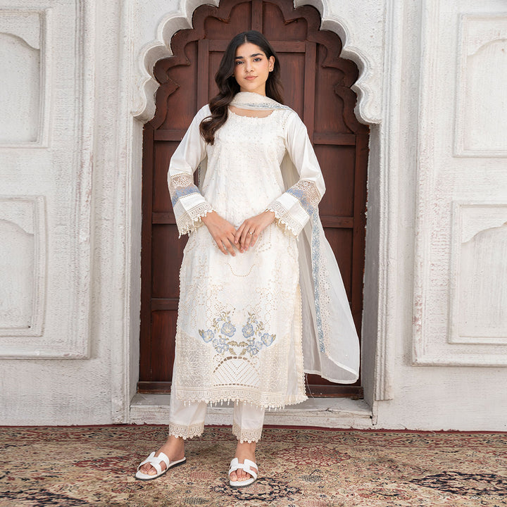 3-PC Embroidered Lawn Shirt Lawn Trouser with LChiffon Dupatta