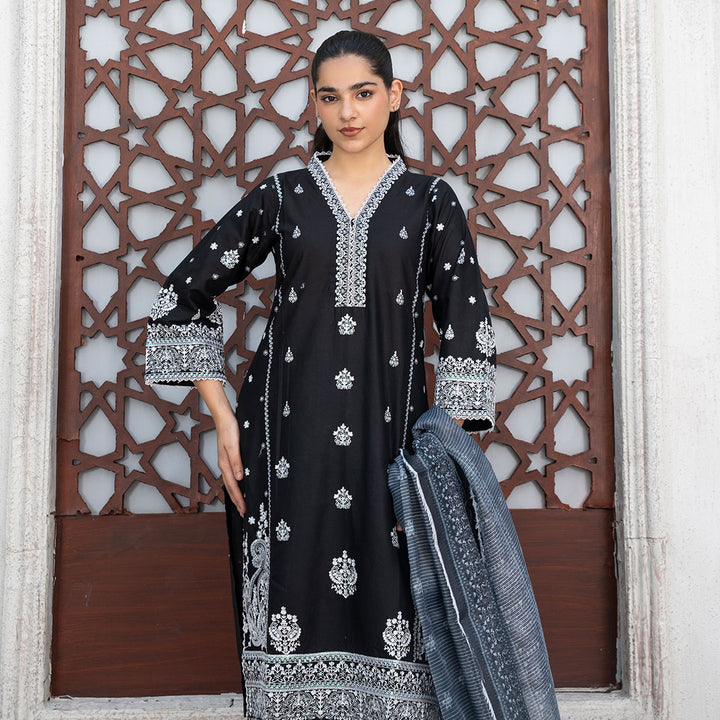 3-PC Embroidered Cambric Shirt Cambric Trouser&Fancy Dupatta