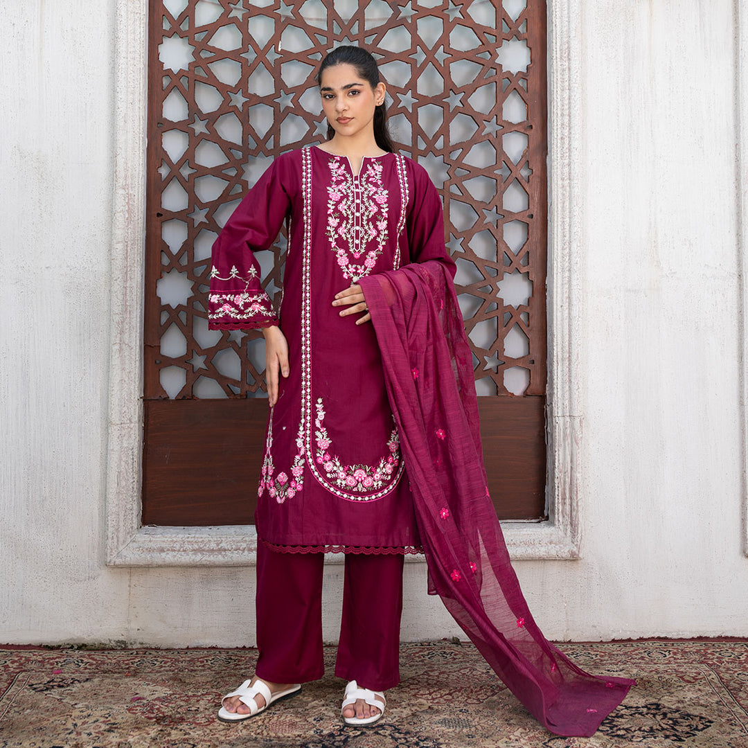 3-PC Embroidered Lawn shirt  Lawn touser& Duppata