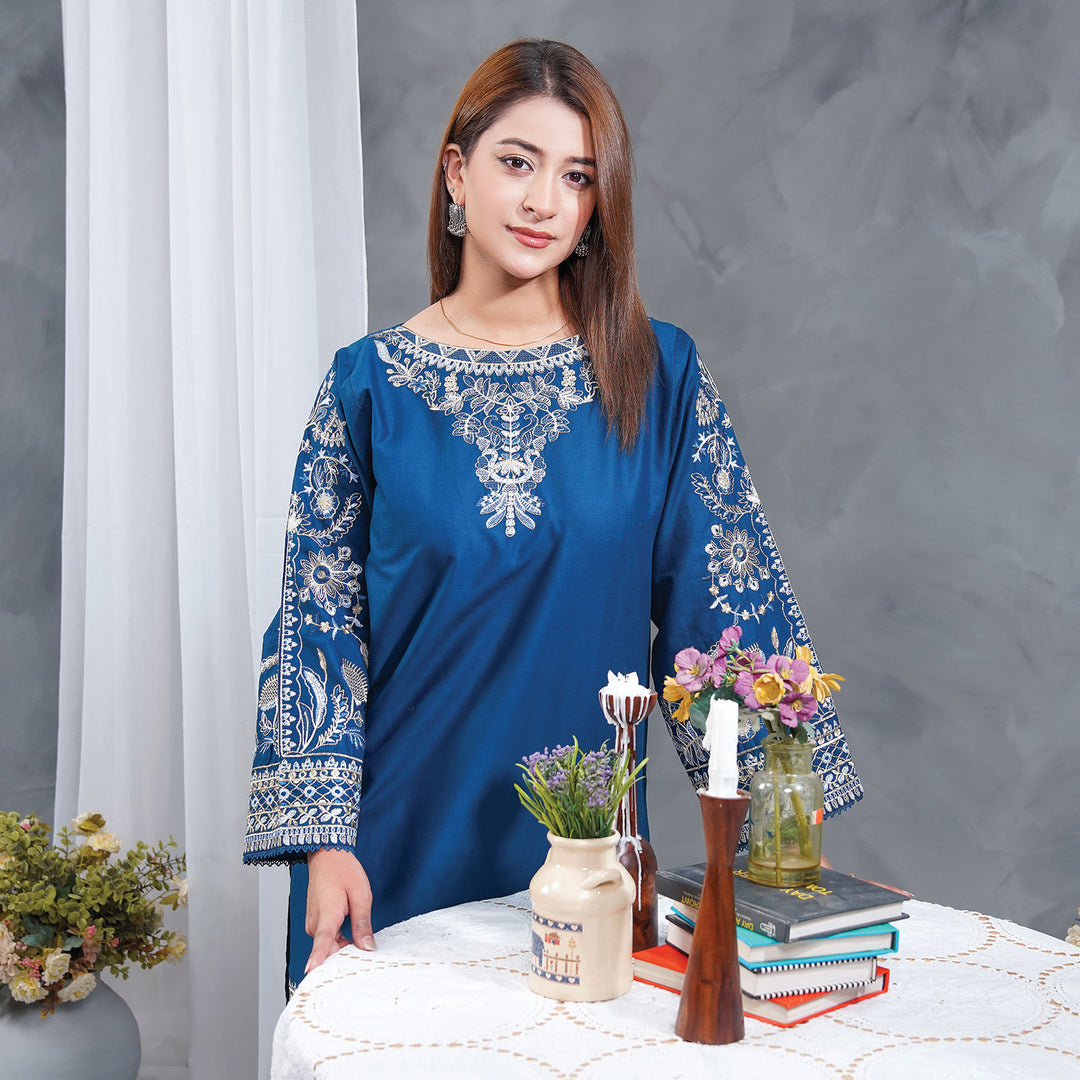 3-PC Luxury Embroidered cambric & NET