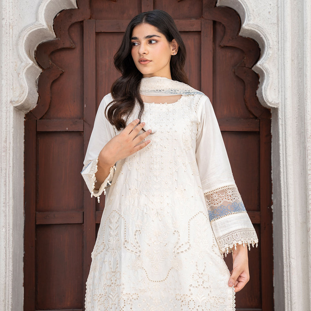 3-PC Embroidered Lawn Shirt Lawn Trouser with LChiffon Dupatta