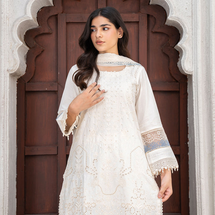 3-PC Embroidered Lawn Shirt Lawn Trouser with LChiffon Dupatta