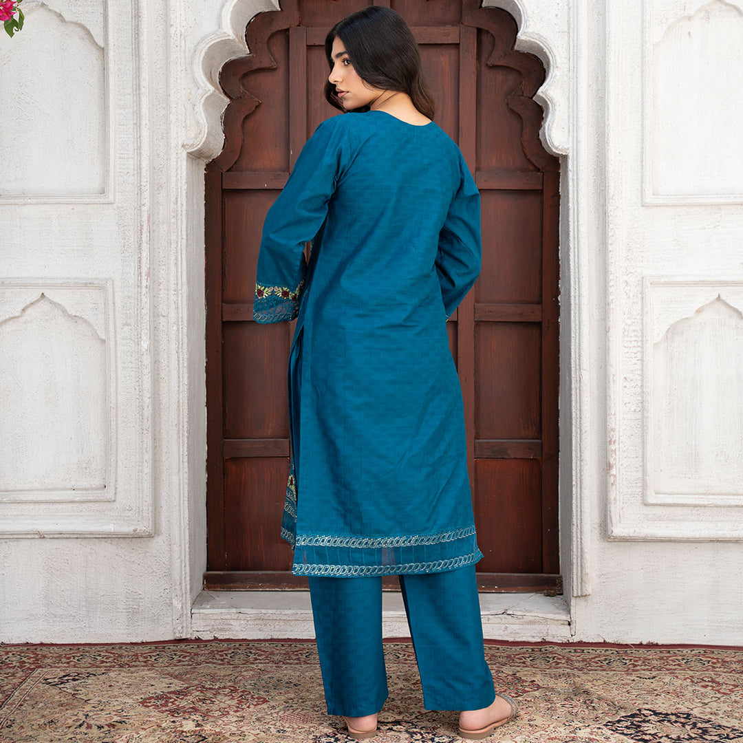 2-PC Embroidered Shirt &Cambric Trouser