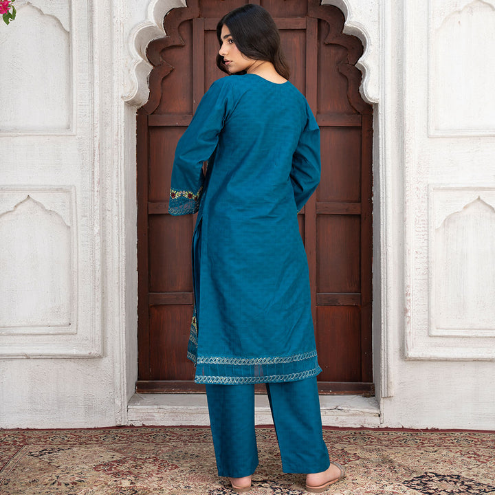 2-PC Embroidered Shirt &Cambric Trouser