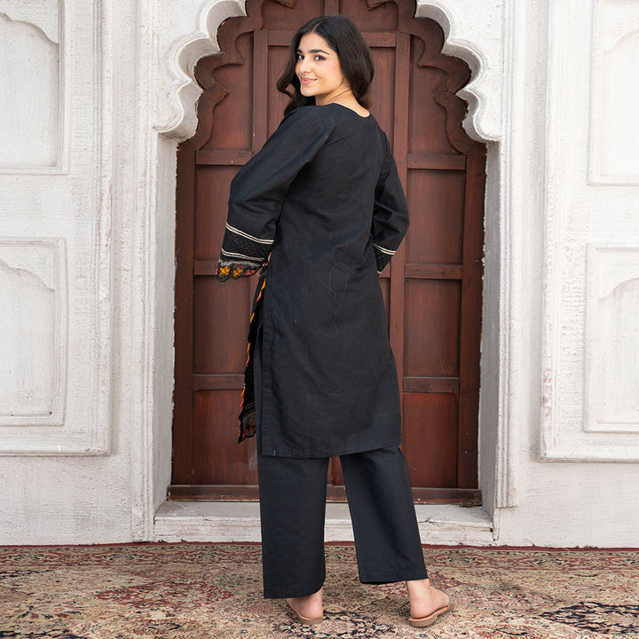 2-PC Embroidered Shirt &Cambric Trouser