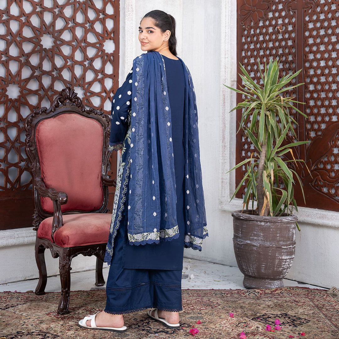 3-PC Embroidered Lawn Shirt Lawn Trouser with LChiffon Dupatta