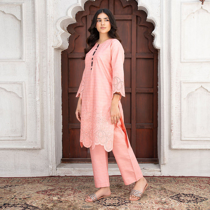 2-PC Embroidered Shirt &Cambric Trouser