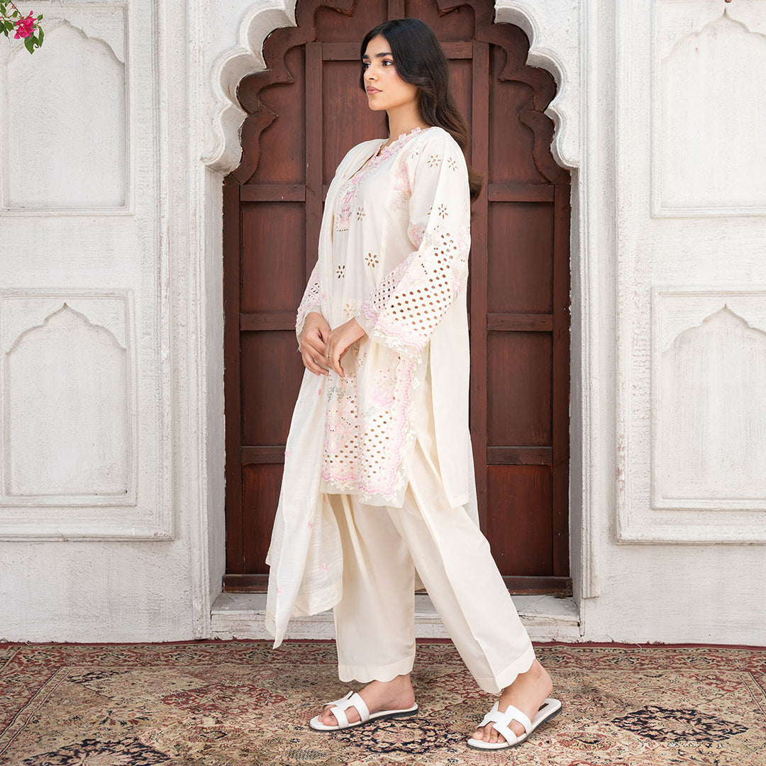 3-PC Embroidered Shirt Lawn Trouser with Dupatta