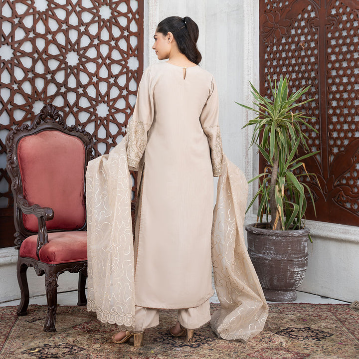 3-PC Embroidered Linen Shirt Trouser& Organza Duppata
