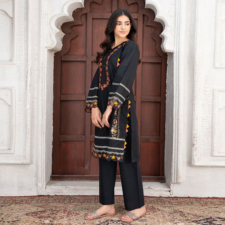 2-PC Embroidered Shirt &Cambric Trouser