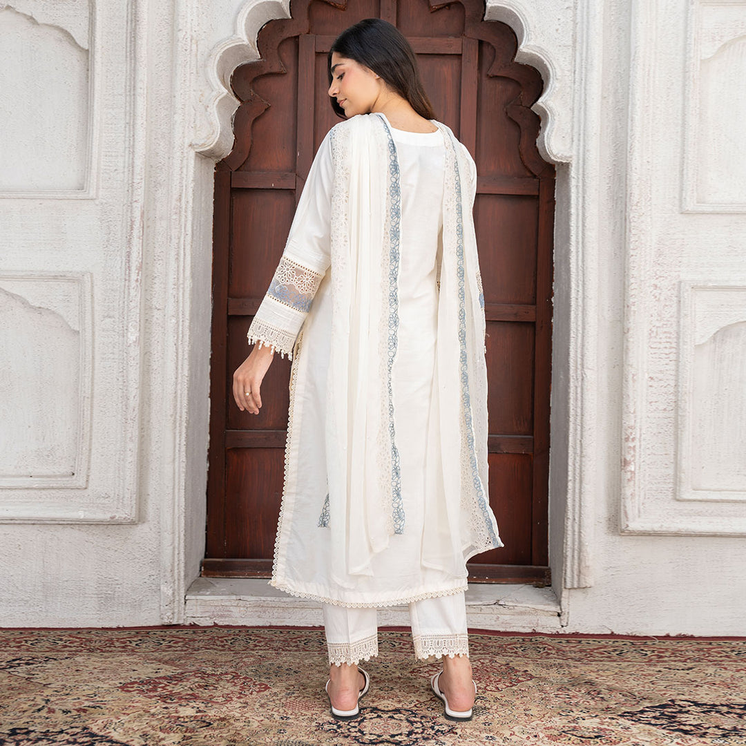 3-PC Embroidered Lawn Shirt Lawn Trouser with LChiffon Dupatta