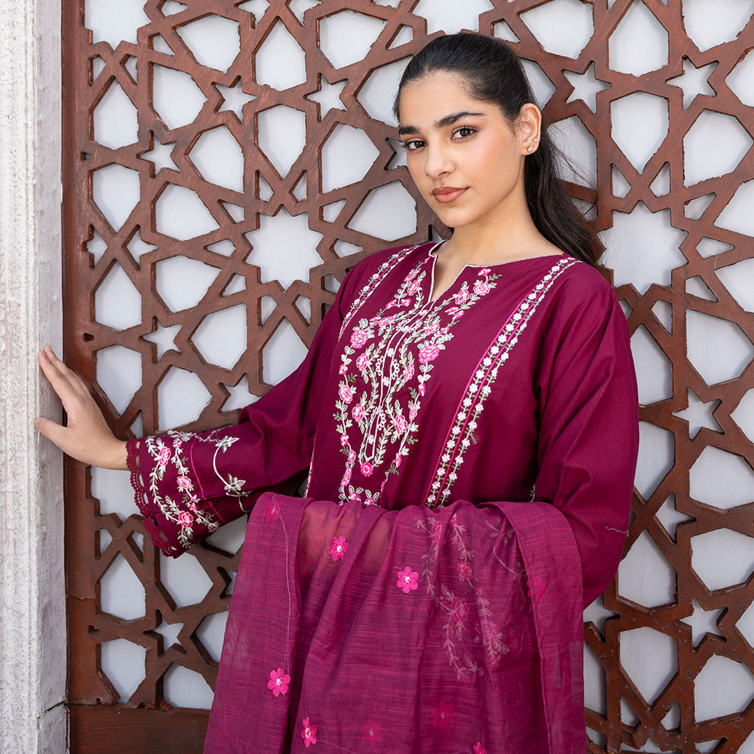 3-PC Embroidered Lawn shirt  Lawn touser& Duppata
