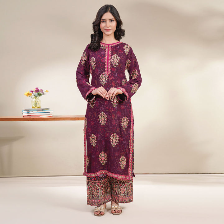 2-PC Luxury Gold Embroidered Chiffon