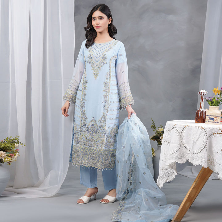 3-PC Luxury Gold Embroidered Chiffon