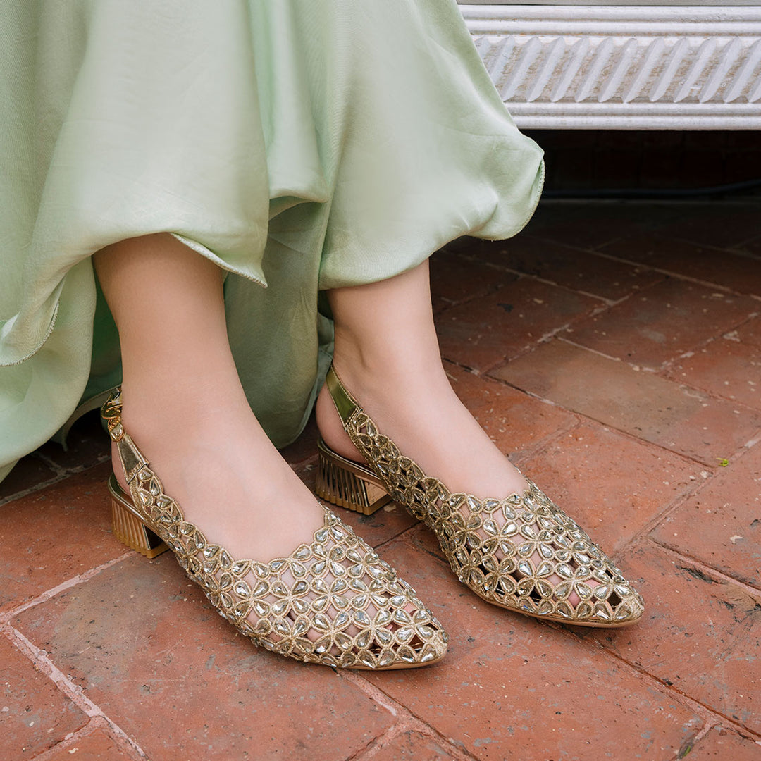 Golden Bridal Court Shoes - l087264