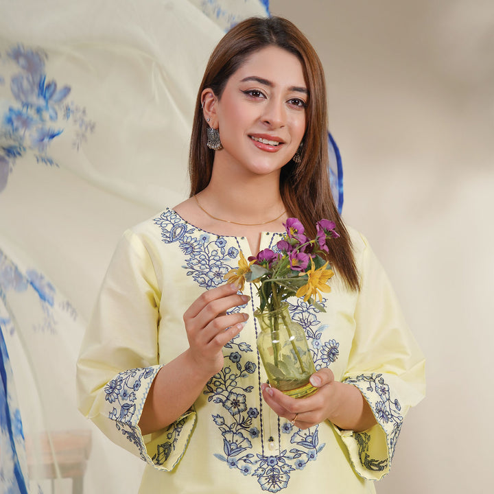3-PC Luxury Embroidered cambric & NET
