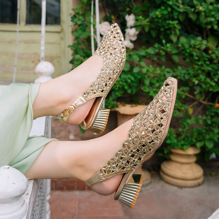 Golden Bridal Court Shoes - l087264