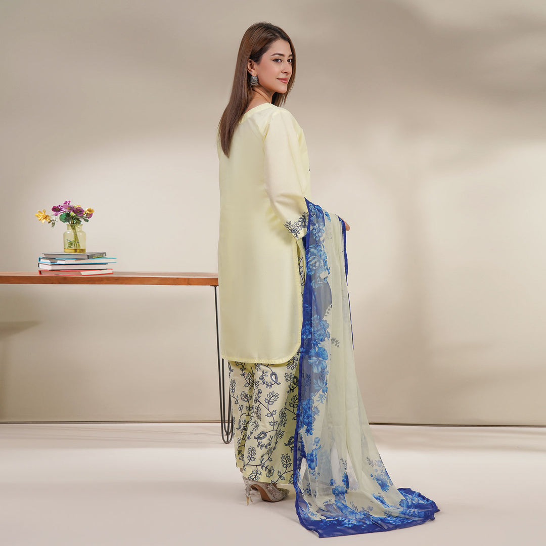 3-PC Luxury Embroidered cambric & NET