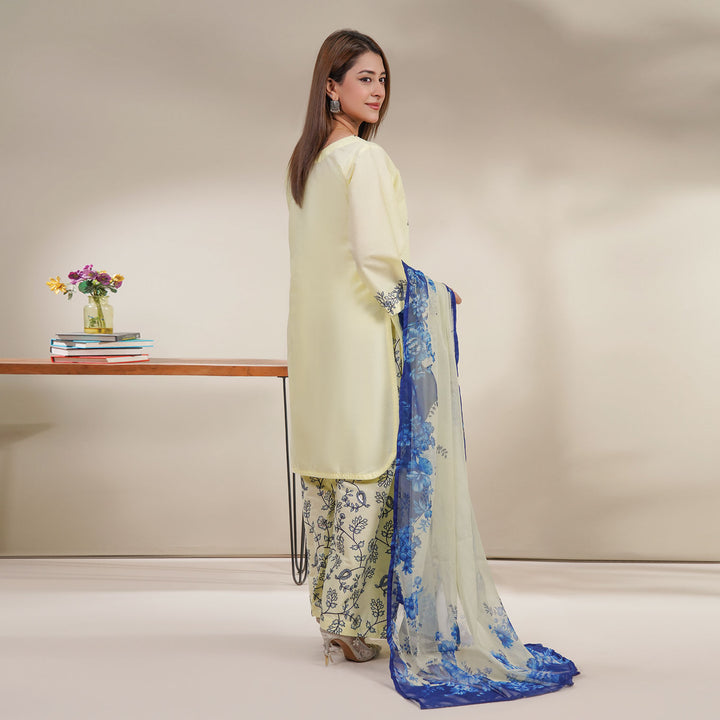 3-PC Luxury Embroidered cambric & NET