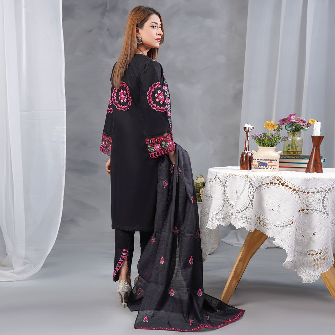 3-PC Luxury Embroidered cambric & NET