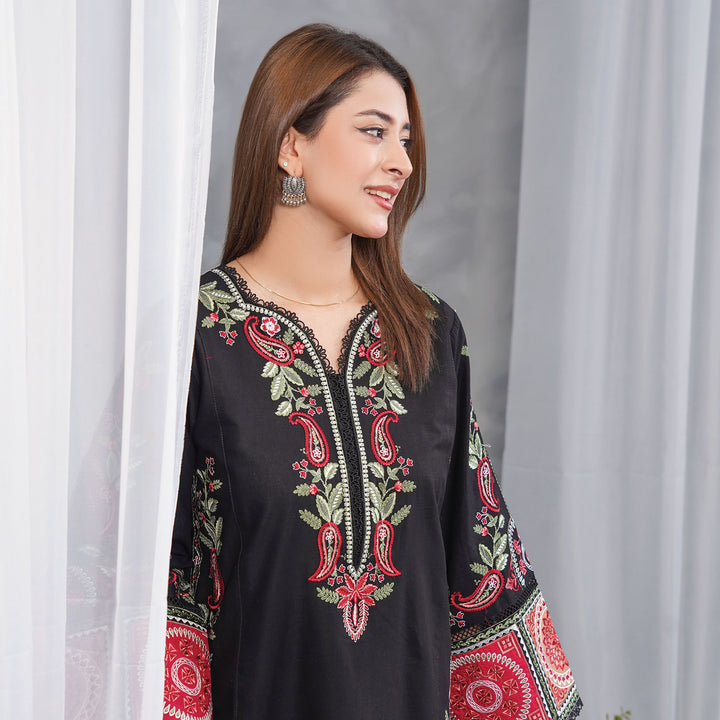 3-PC Luxury Embroidered cambric & NET