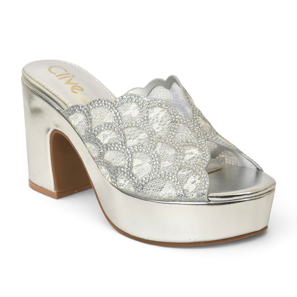 Silver Bridal Slipper Heels - l045242