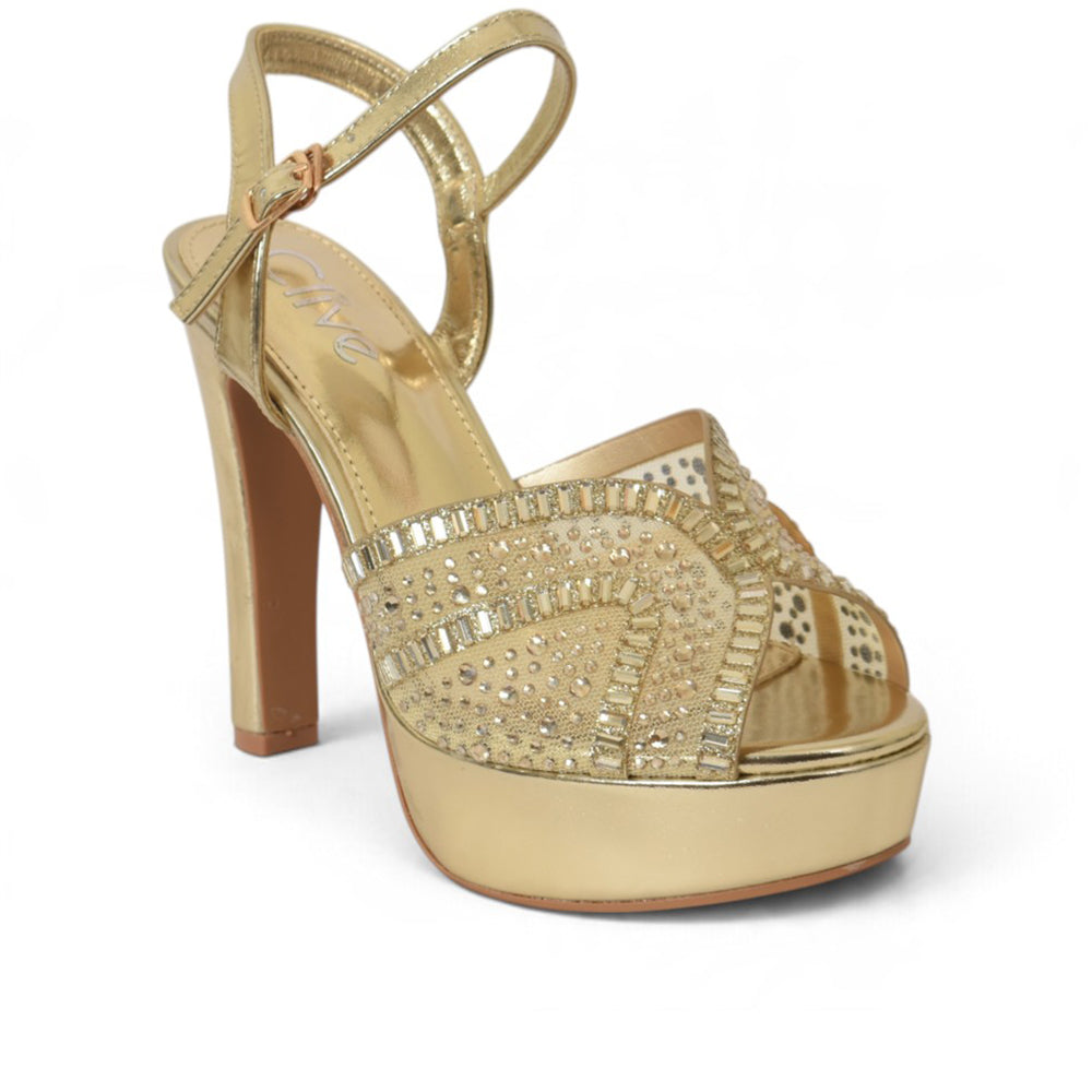 Golden Bridal Sandal Heels - l065816