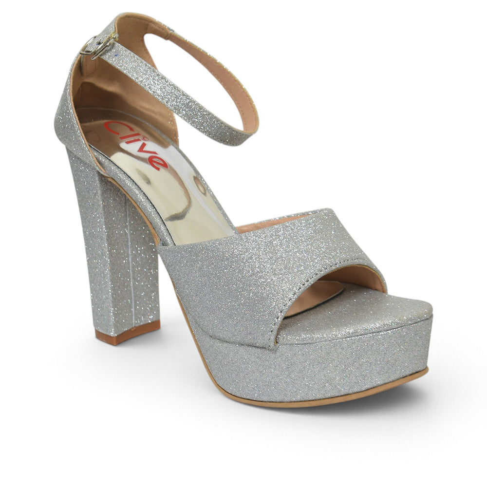 Silver Bridal Sandal Heels - L065821