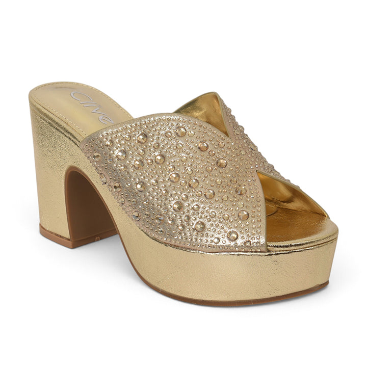 Golden Bridal Slipper Heels - l045243