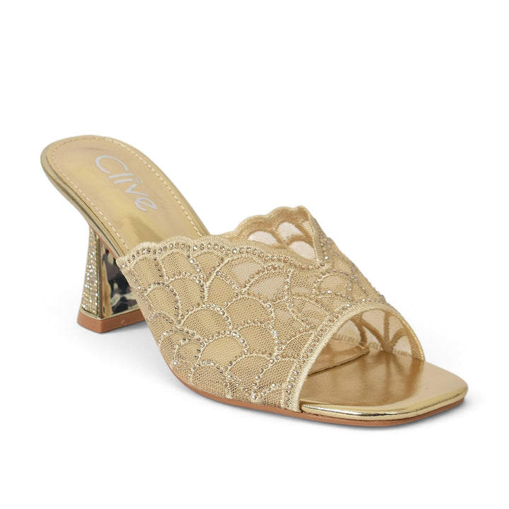 Golden Bridal Slipper Heels - l045236