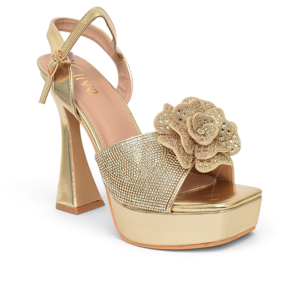 Golden Bridal Sandal Heels - l065800