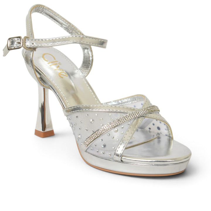 Silver Bridal Sandal Heels - l065815