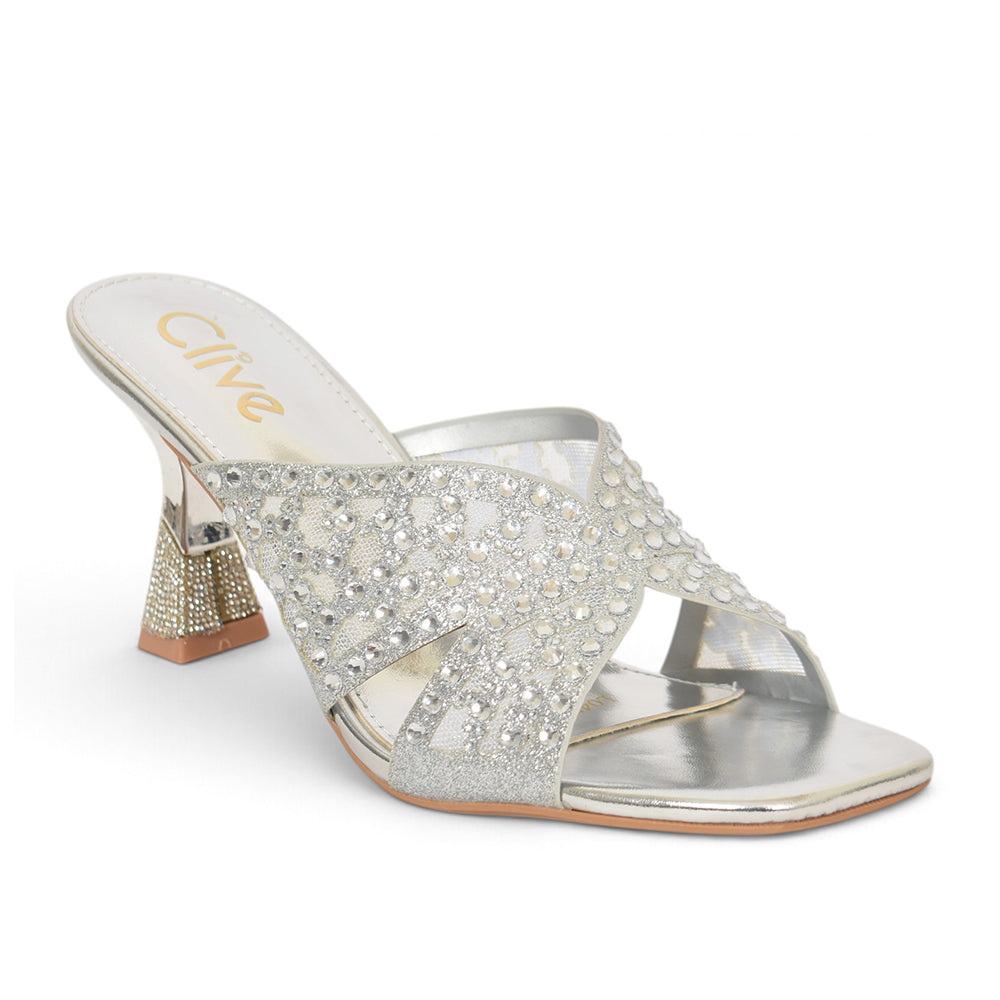 Silver Bridal Slipper Heels - l045238