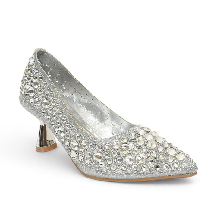 Silver Bridal Court Shoes - L087288