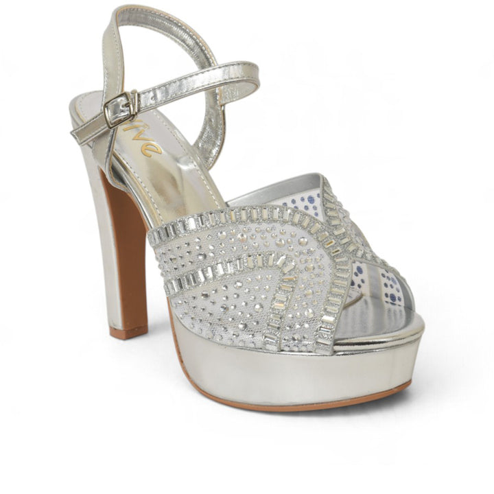 Silver Bridal Sandal Heels - l065816