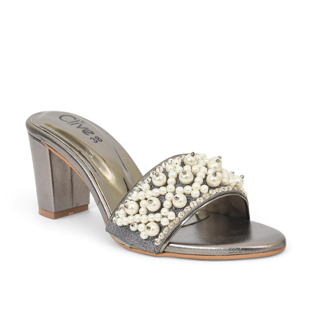 Grey Bridal Slipper Heels - l045276