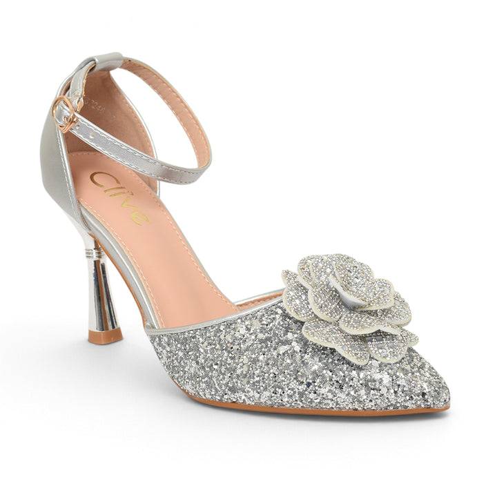 Silver Bridal Court Shoes - l087246
