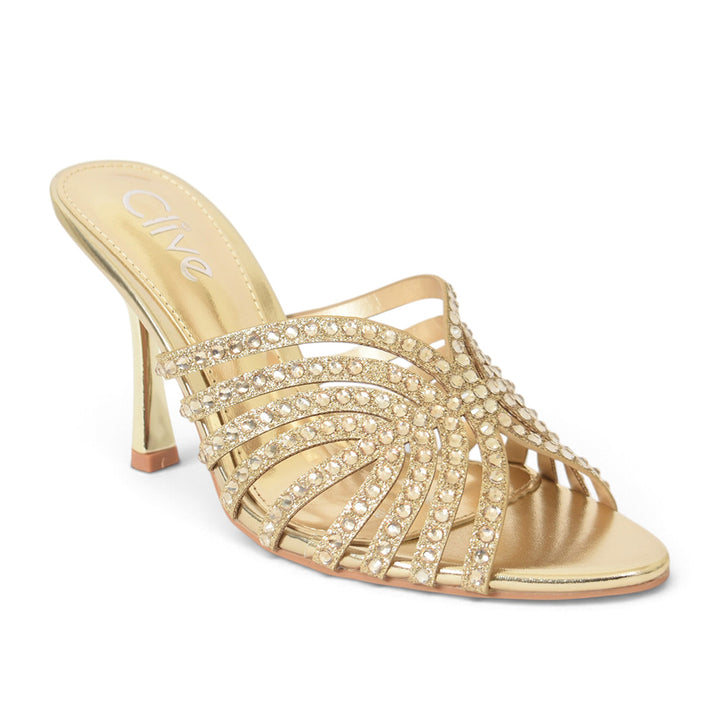 Golden Bridal Slipper Heels - l045240