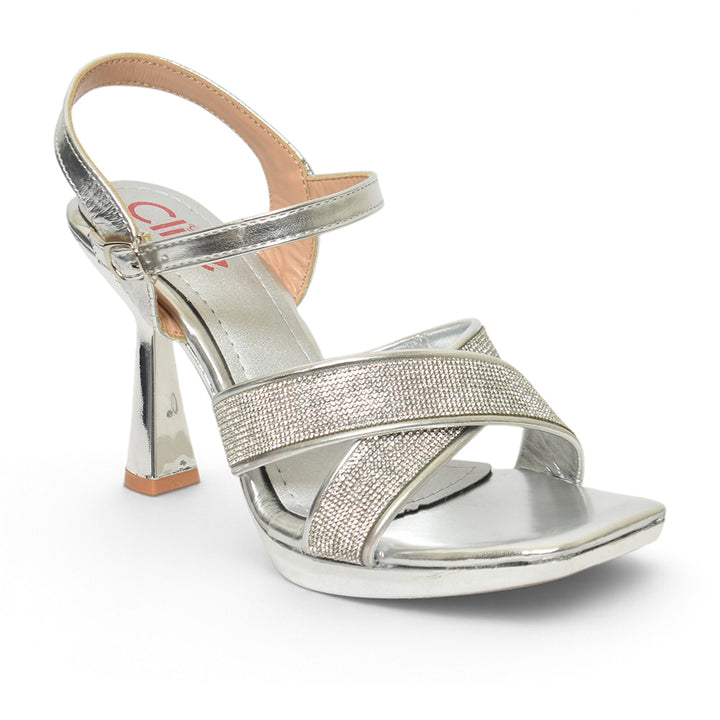 Silver Bridal Sandal Heels - L065835