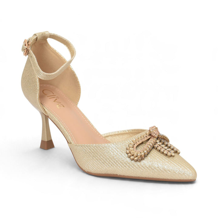 Golden Bridal Court Shoes - l087235