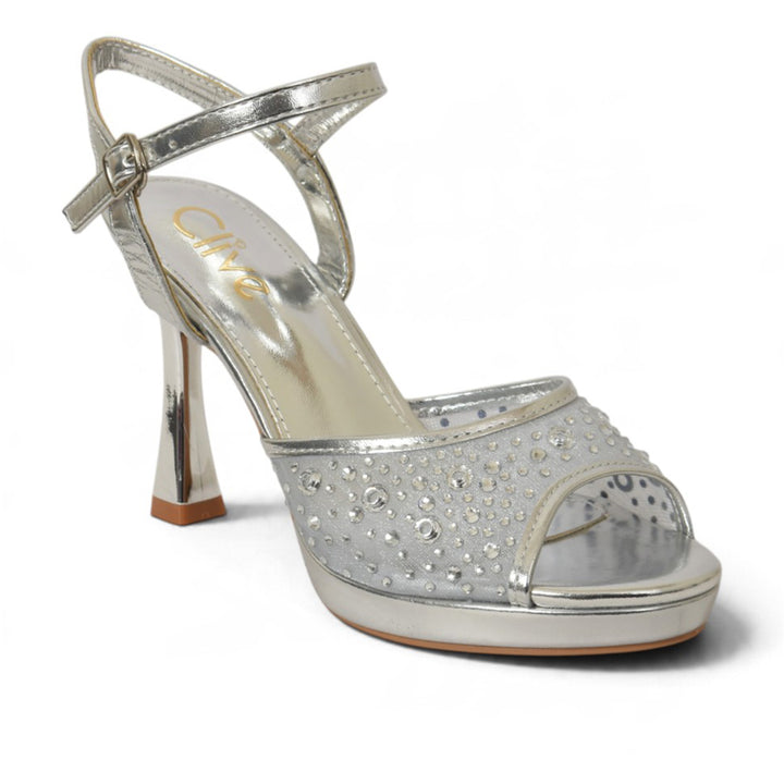 Silver Bridal Sandal Heels - l065813